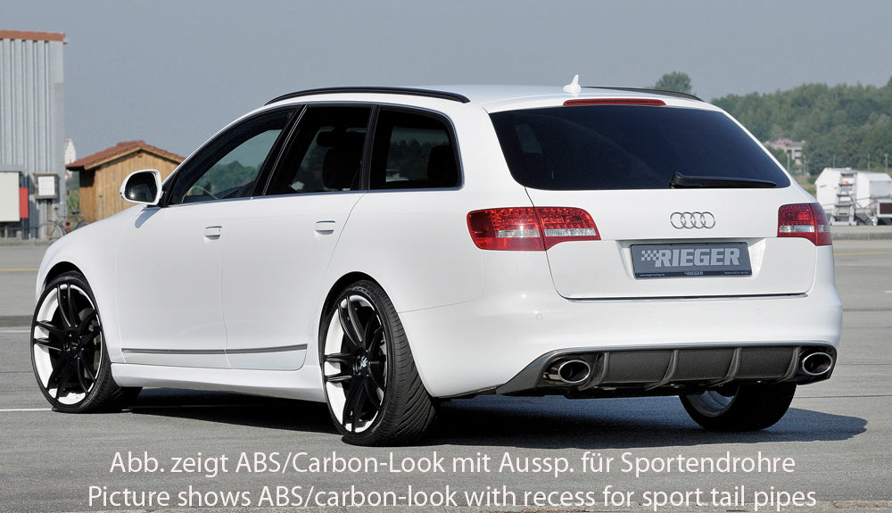 Audi A6 (4F) Rieger Heckeinsatz  für orig. Endrohr li. u. re., ABS, für Fzg. ohne S-Line Exterieur, 
inkl. Montagezubehör, Gutachten
