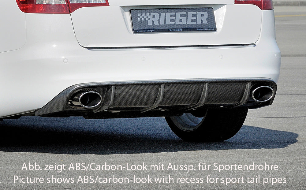 Audi A6 (4F) Rieger Heckeinsatz  für orig. Endrohr li. u. re., ABS, für Fzg. ohne S-Line Exterieur, 
inkl. Montagezubehör, Gutachten