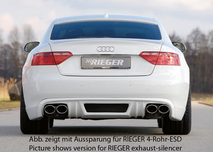 Audi A5 (B8/B81) Rieger Heckschürzenansatz  für orig. Doppelendrohr li, ABS, für Fzg. ohne S-Line Exterieur, 
inkl. Alugitter, Montagezubehör, Gutachten