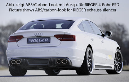 Audi A5 (B8/B81) Rieger Heckschürzenansatz  für orig. Doppelendrohr li, ABS, für Fzg. ohne S-Line Exterieur, 
inkl. Alugitter, Montagezubehör, Gutachten
