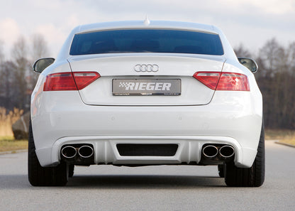 Audi A5 (B8/B81) Rieger Heckschürzenansatz  für Doppelendrohr li. u. re., (4x115x85mm oval), ABS, für Fzg. ohne S-Line Exterieur, 
inkl. Alugitter, Montagezubehör, Gutachten