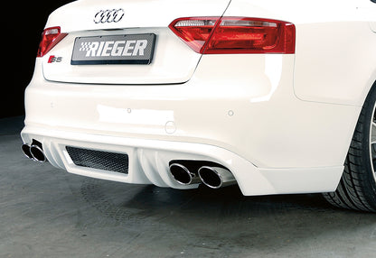 Audi A5 (B8/B81) Rieger Heckschürzenansatz  für Doppelendrohr li. u. re., (4x115x85mm oval), ABS, für Fzg. mit S-Line Exterieur, 
inkl. Alugitter, Montagezubehör, Gutachten