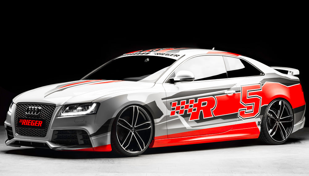 Audi A5 (B8/B81) Rieger Spoilerstoßstange  orig. Nebelscheinwerfer entfallen, ABS, für Fzg. mit Scheinwerferreinigungsanlage, Einparkhilfe (PDC), S-Line Exterieur und ohne S-Line Exterieur, 
inkl. Montagezubehör, ABE