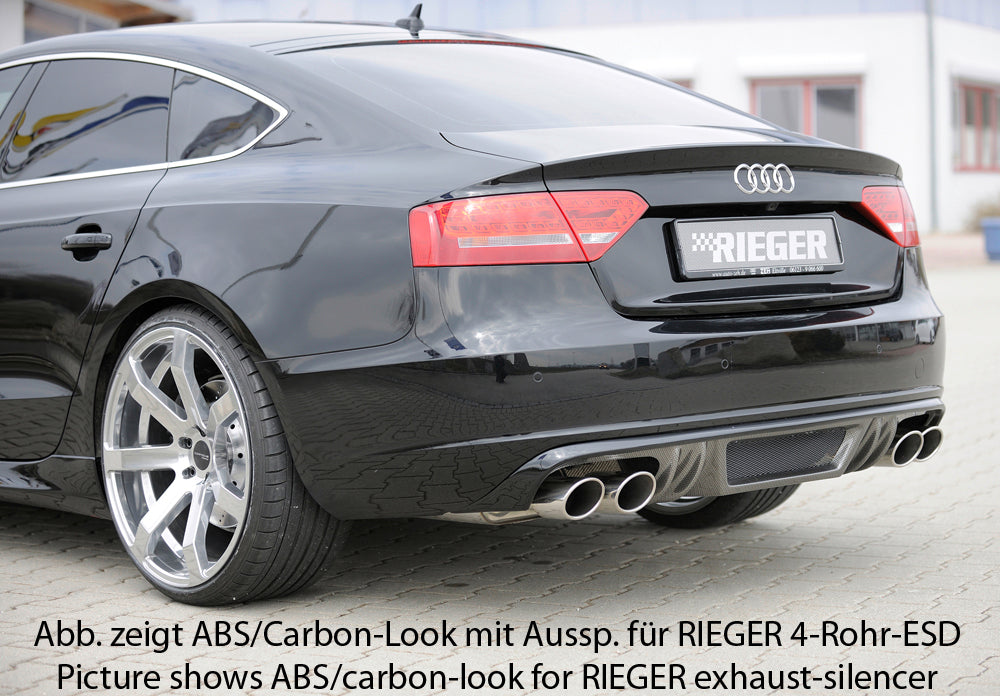 Audi A5 (B8/B81) Rieger Heckeinsatz  für orig. Endrohr li. u. re., ABS, für Fzg. ohne S-Line Exterieur, 
inkl. Alugitter, Montagezubehör, Gutachten