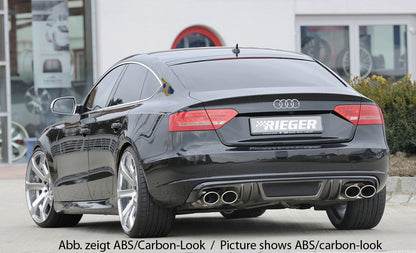 Audi A5 (B8/B81) Rieger Heckeinsatz  für Doppelendrohr li. u. re., (4x115x85mm oval), ABS, für Fzg. ohne S-Line Exterieur, 
inkl. Alugitter, Montagezubehör, Gutachten