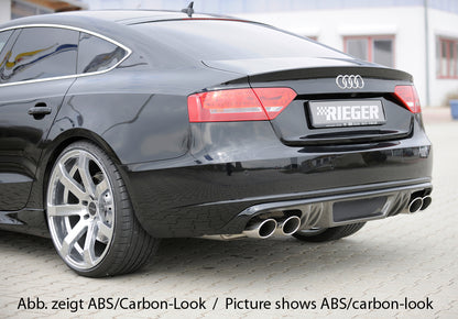 Audi A5 (B8/B81) Rieger Heckeinsatz  für Doppelendrohr li. u. re., (4x115x85mm oval), ABS, für Fzg. ohne S-Line Exterieur, 
inkl. Alugitter, Montagezubehör, Gutachten