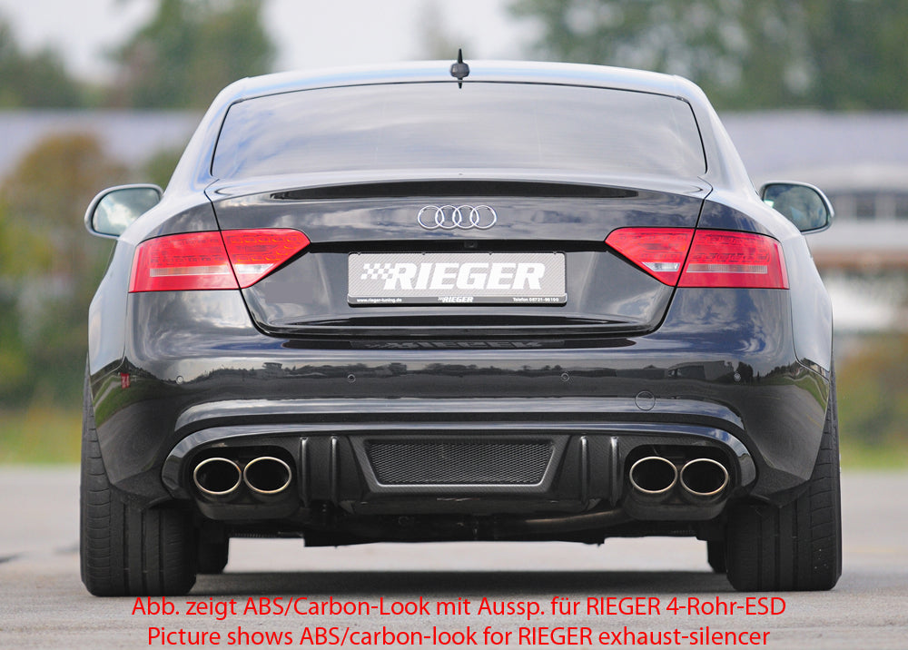Audi A5 (B8/B81) Rieger Heckeinsatz  für orig. Endrohr li. u. re., ABS, für Fzg. mit S-Line Exterieur, 
inkl. Alugitter, Montagezubehör, Gutachten