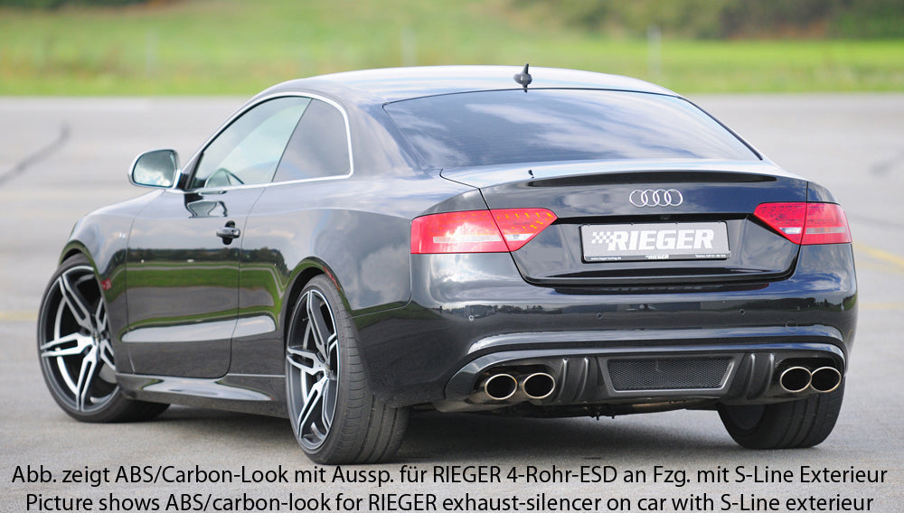 Audi A5 (B8/B81) Rieger Heckeinsatz  für orig. Endrohr li. u. re., ABS, für Fzg. ohne S-Line Exterieur, 
inkl. Alugitter, Montagezubehör, Gutachten