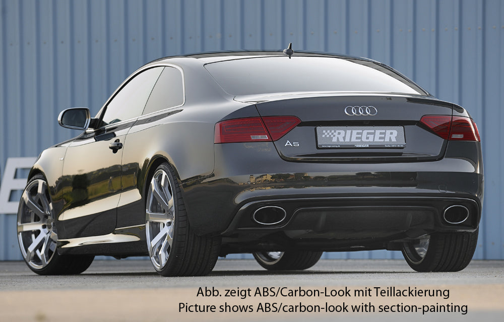 Audi A5 (B8/B81) Rieger Heckeinsatz  für Endrohrblende li. u. re. (185x120mm oval), ABS, für Fzg. mit S-Line Exterieur, 
inkl. Montagezubehör, Gutachten