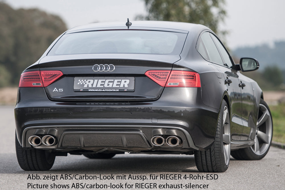 Audi A5 (B8/B81) Rieger Heckeinsatz  für orig. Endrohr li. u. re., ABS, für Fzg. mit S-Line Exterieur, 
inkl. Montagezubehör, Gutachten