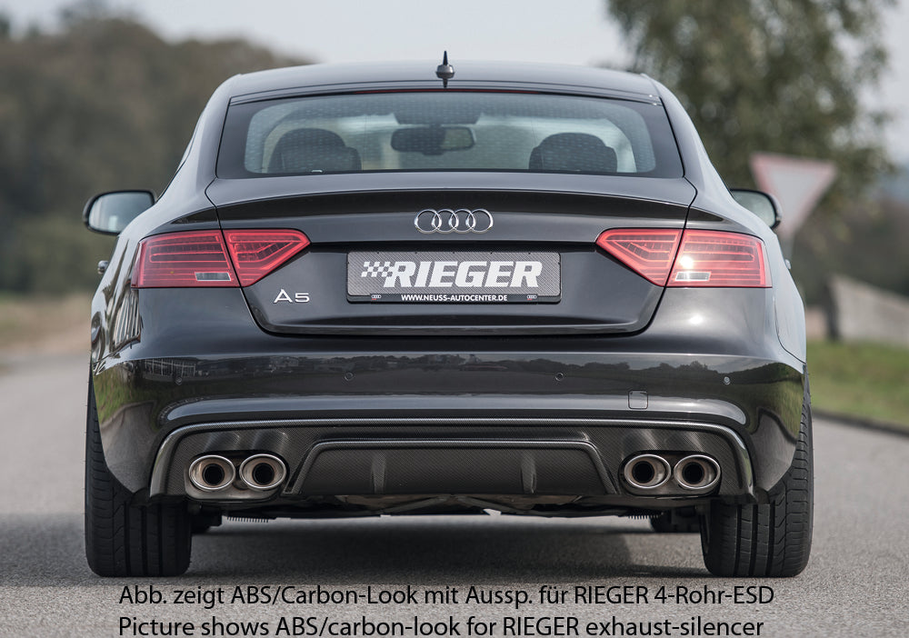 Audi A5 (B8/B81) Rieger Heckeinsatz  für orig. Endrohr li. u. re., ABS, für Fzg. mit S-Line Exterieur, 
inkl. Montagezubehör, Gutachten