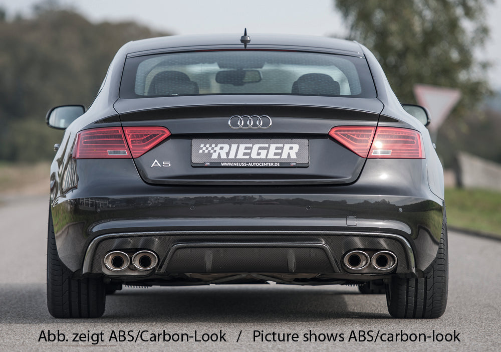 Audi A5 (B8/B81) Rieger Heckeinsatz  für Doppelendrohr li. u. re., (115x85mm oval), ABS, für Fzg. mit S-Line Exterieur, 
inkl. Montagezubehör, Gutachten