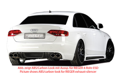 Audi A4 (B8/B81) Rieger Heckschürzenansatz  für orig. Endrohr li. u. re., ABS, für Fzg. ohne S-Line Exterieur, 
inkl. Alugitter, Montagezubehör, Gutachten