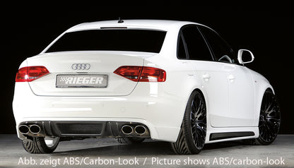 Audi A4 (B8/B81) Rieger Heckschürzenansatz  für Doppelendrohr li. u. re., (4x115x85mm oval), ABS, für Fzg. ohne S-Line Exterieur, 
inkl. Montagezubehör, Alugitter, Gutachten