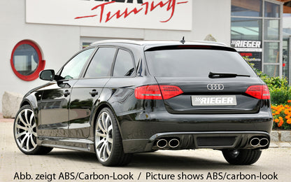 Audi A4 (B8/B81) Rieger Heckschürzenansatz  für Doppelendrohr li. u. re., (4x115x85mm oval), ABS, für Fzg. ohne S-Line Exterieur, 
inkl. Montagezubehör, Alugitter, Gutachten