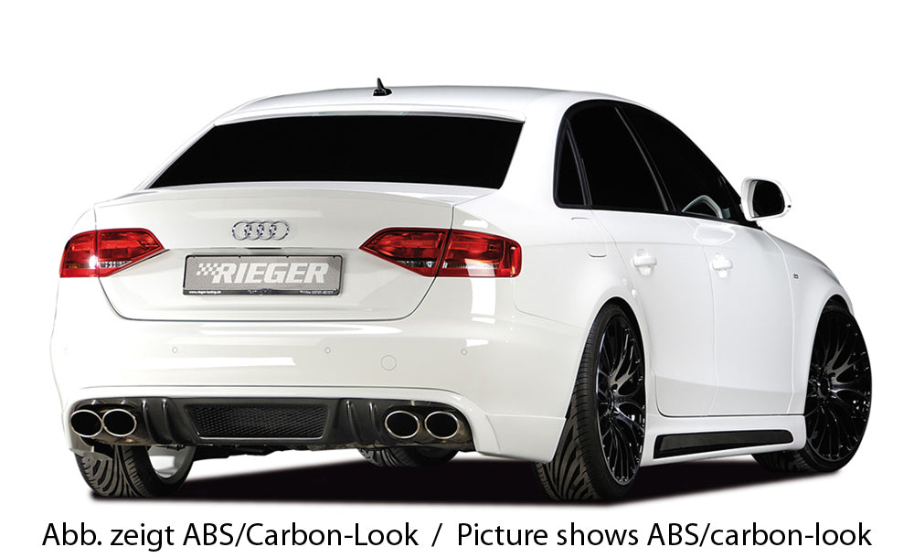Audi A4 (B8/B81) Rieger Heckschürzenansatz  für Doppelendrohr li. u. re., (4x115x85mm oval), ABS, für Fzg. ohne S-Line Exterieur, 
inkl. Montagezubehör, Alugitter, Gutachten