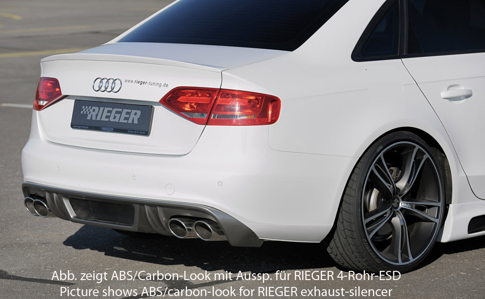 Audi A4 S4 (B8/B81) Rieger Heckeinsatz  für orig. Doppelendrohr li u. re, ABS, für Fzg. mit S-Line Exterieur, 
inkl. Alugitter, Montagezubehör, Gutachten
