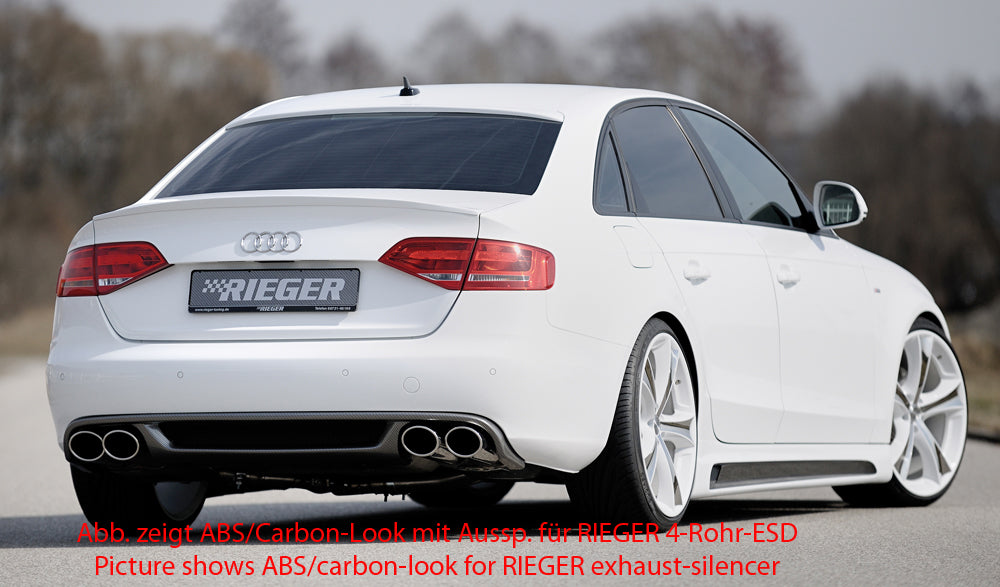 Audi A4 (B8/B81) Rieger Heckeinsatz  für orig. Endrohr li. u. re., ABS, für Fzg. ohne S-Line Exterieur, 
inkl. Alugitter, Montagezubehör, Gutachten