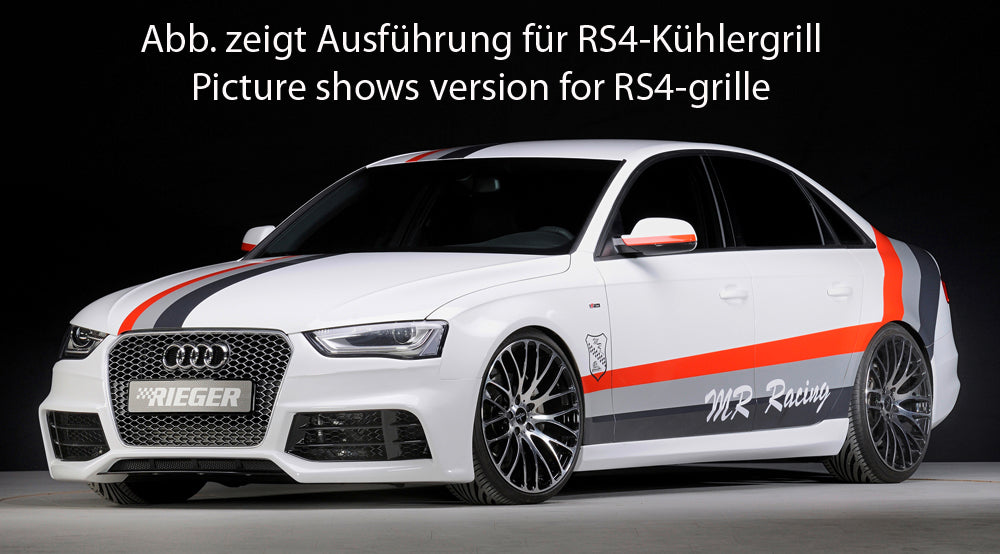 Audi A4 (B8/B81) Rieger Spoilerstoßstange nur für A4-Grill bzw. S4-Grill ABS, für Fzg. mit S-Line Exterieur und ohne S-Line Exterieur, 
inkl. Montagezubehör, Alugitter, ABE