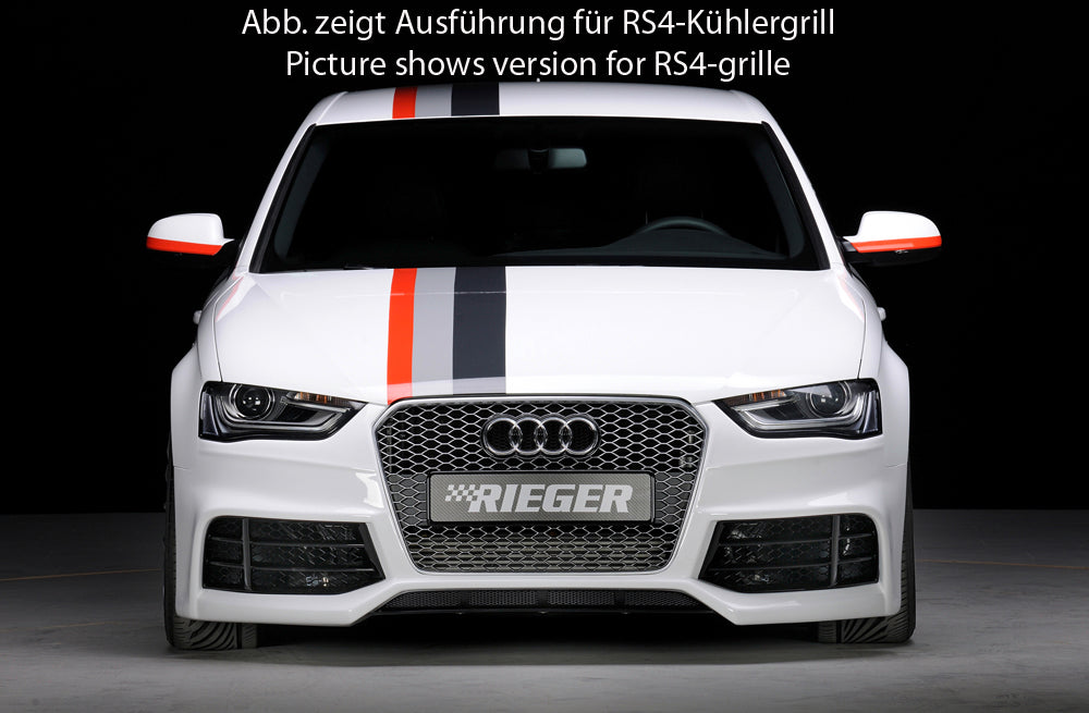 Audi A4 (B8/B81) Rieger Spoilerstoßstange nur für A4-Grill bzw. S4-Grill ABS, für Fzg. mit S-Line Exterieur und ohne S-Line Exterieur, 
inkl. Montagezubehör, Alugitter, ABE