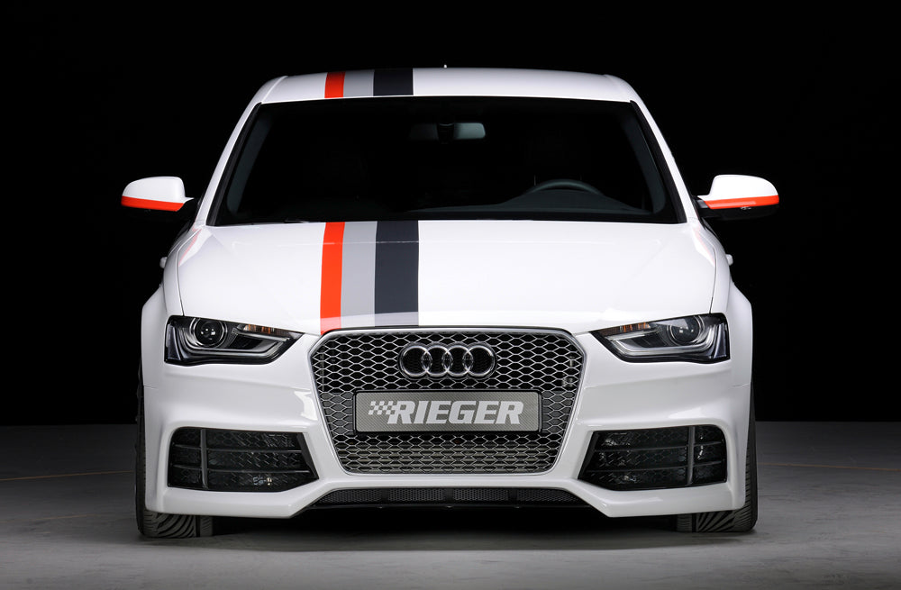 Audi A4 (B8/B81) Rieger Spoilerstoßstange nur in Verbindung mit RS4-Grill ABS, für Fzg. mit S-Line Exterieur und ohne S-Line Exterieur, 
inkl. Montagezubehör, Alugitter, ABE