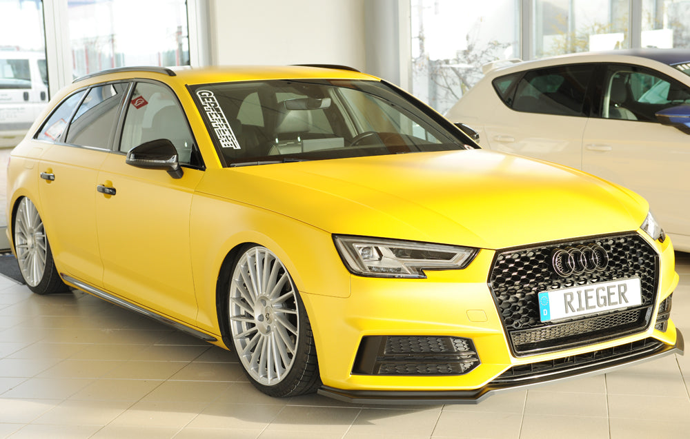 Audi A4 (B9/F4) Rieger Spoilerschwert für orig. Frontschürze, ABS, für Fzg. mit S-Line Exterieur, 
inkl. Montagezubehör, ABE