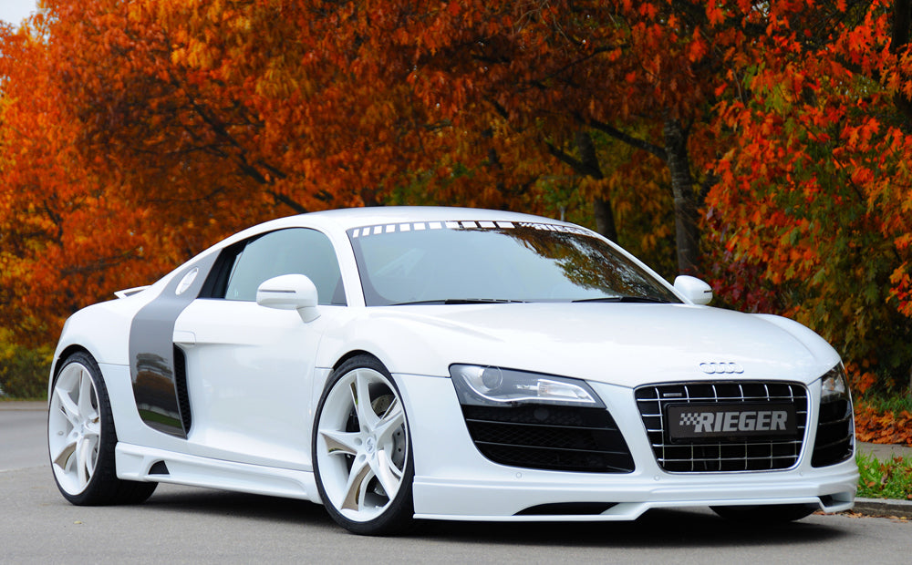 Audi R8 (42) Rieger Seitenschweller  links, mit Schacht, mit Ausschnitt, ABS, 
inkl. Alugitter, Montagezubehör, Gutachten