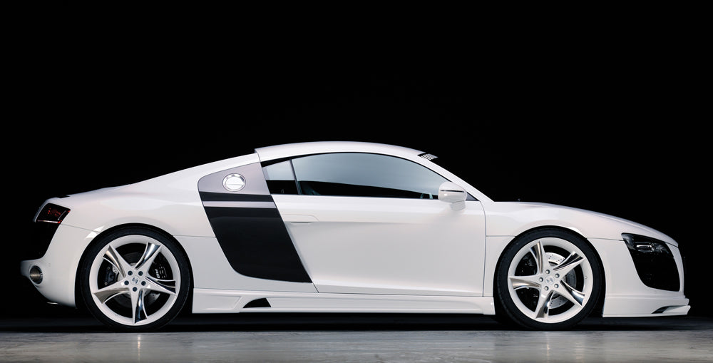 Audi R8 (42) Rieger Seitenschweller  links, mit Schacht, mit Ausschnitt, ABS, 
inkl. Alugitter, Montagezubehör, Gutachten