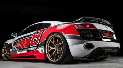 Audi R8 (42) Rieger Heckflügel für V8 und V10 (Gutachten bis max. 316 km/h V-max) Carbon, GFK, 
inkl. Montagezubehör, ABE