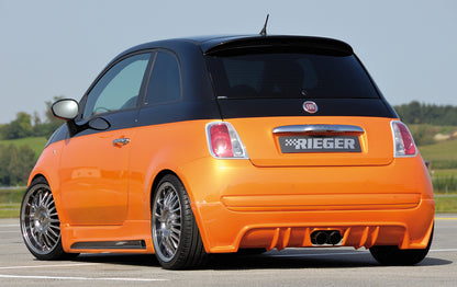 Fiat 500 (312) Rieger Seitenschweller  rechts, mit Schacht, mit Ausschnitt, ABS, 
inkl. Montagezubehör, Alugitter, Gutachten