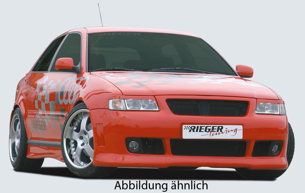 Audi A3 (8L) Rieger Spoilerstoßstange S3-Look  für Grill mit Alugitter mit Halter f. orig. NSW, mit integr. Kühlergrilleinfassung, ABS, für Fzg. mit Scheinwerferreinigungsanlage, 
inkl. Alugitter, Montagezubehör, ABE