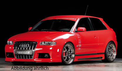 Audi A3 (8L) Rieger Spoilerstoßstange R-Frame  -> für original A6 Grill ABS, für Fzg. mit Scheinwerferreinigungsanlage, 
inkl. Alugitter, Montagezubehör, ABE