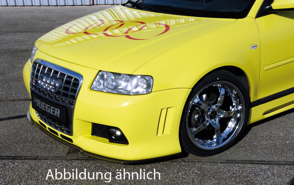 Audi A3 (8L) Rieger Spoilerstoßstange R-Frame  -> für original A6 Grill mit Lüftungsschlitzen, mit Halter f. orig. NSW, ABS, für Fzg. mit Scheinwerferreinigungsanlage, 
inkl. Alugitter, Montagezubehör, ABE