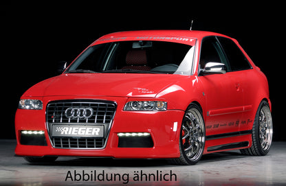 Audi A3 (8L) Rieger Spoilerstoßstange R-Frame für original  S -Grilleinsatz - in Vorbereitung! - mit zusätzlichen Lüftungsschlitzen, mit Aussparung für Tagfahrleuchten, ABS, 
inkl. Alugitter, Montagezubehör