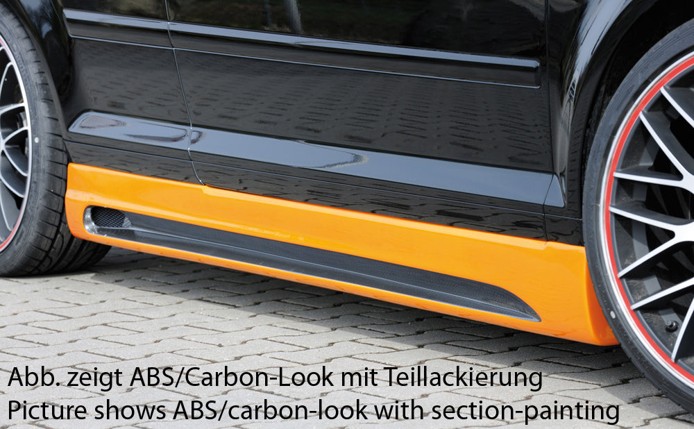 Audi A3 (8P) Rieger Seitenschweller  rechts, mit Schacht, mit Ausschnitt, ABS, für Fzg. mit S-Line Exterieur und ohne S-Line Exterieur, 
inkl. Alugitter, Montagezubehör, Gutachten