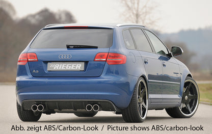 Audi A3 (8P) Rieger Heckeinsatz  für Sportendrohr li. u. re., (4x76mm ø), ABS, für Fzg. mit S-Line Exterieur und ohne S-Line Exterieur, 
inkl. Montagezubehör, Gutachten