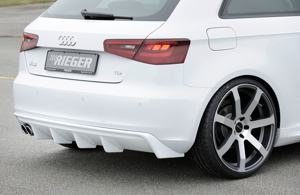 Audi A3 (8V) Rieger Heckeinsatz  für Doppelendrohr li., ABS, für Fzg. ohne S-Line Exterieur, 
inkl. Montagezubehör, Gutachten