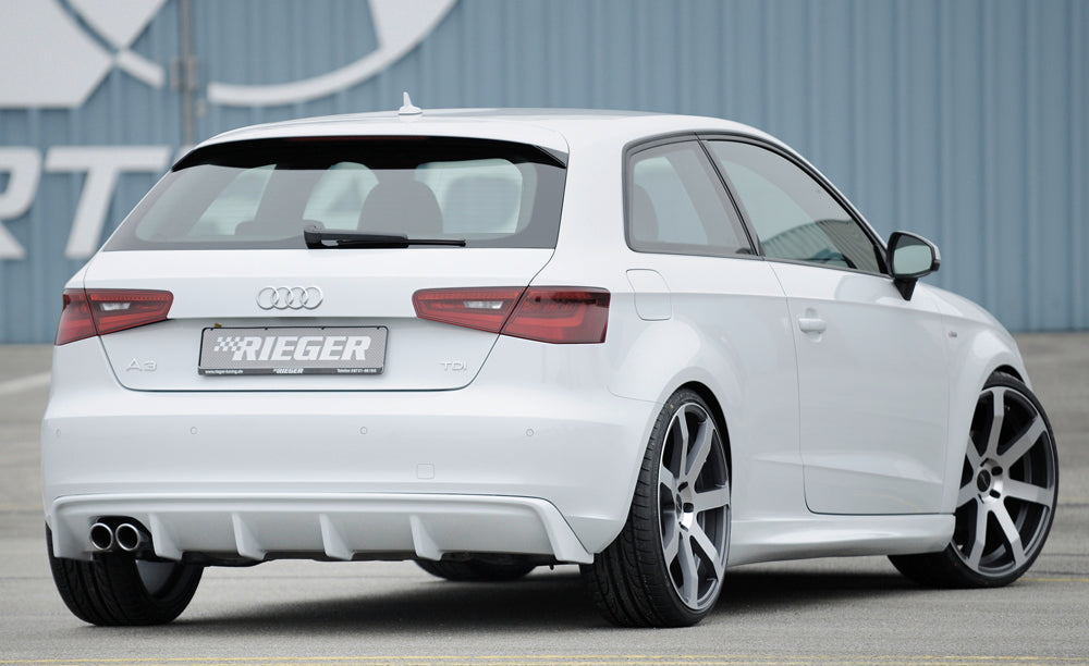 Audi A3 (8V) Rieger Heckeinsatz  für Doppelendrohr li., ABS, für Fzg. ohne S-Line Exterieur, 
inkl. Montagezubehör, Gutachten