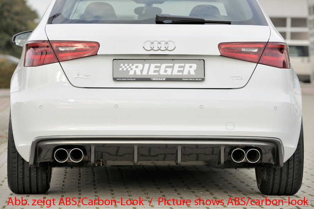 Audi A3 (8V) Rieger Heckeinsatz  für Doppelendrohr li. u. re., ABS, für Fzg. ohne S-Line Exterieur, 
inkl. Montagezubehör, Gutachten