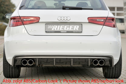 Audi A3 (8V) Rieger Heckeinsatz  für Doppelendrohr li. u. re., ABS, für Fzg. ohne S-Line Exterieur, 
inkl. Montagezubehör, Gutachten