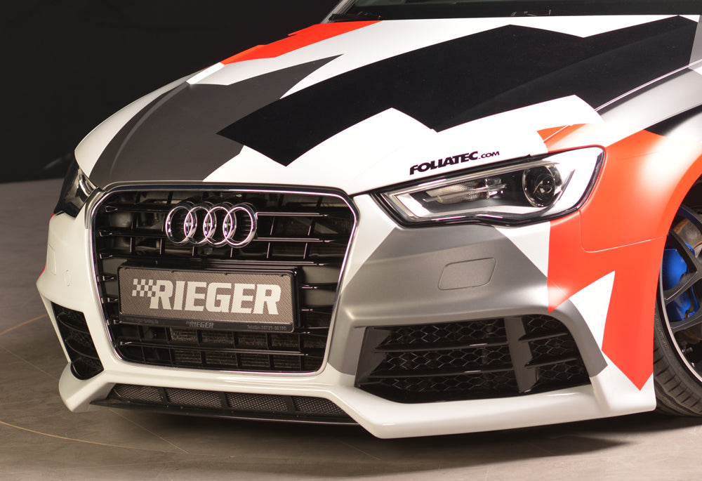 Audi A3 (8V) Rieger Spoilerstoßstange  ABS, für Fzg. mit Scheinwerferreinigungsanlage, S-Line Exterieur und ohne S-Line Exterieur, 
inkl. Alugitter, Montagezubehör, ABE