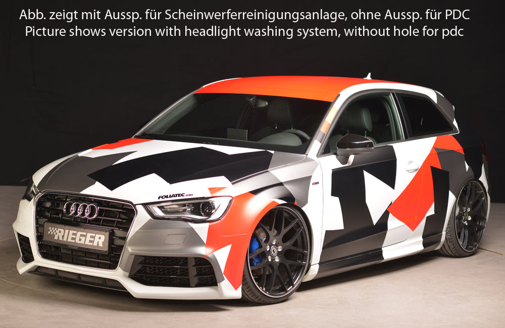 Audi A3 (8V) Rieger Spoilerstoßstange  ABS, für Fzg. mit Einparkhilfe (PDC), S-Line Exterieur und ohne S-Line Exterieur, 
inkl. Alugitter, Montagezubehör, ABE