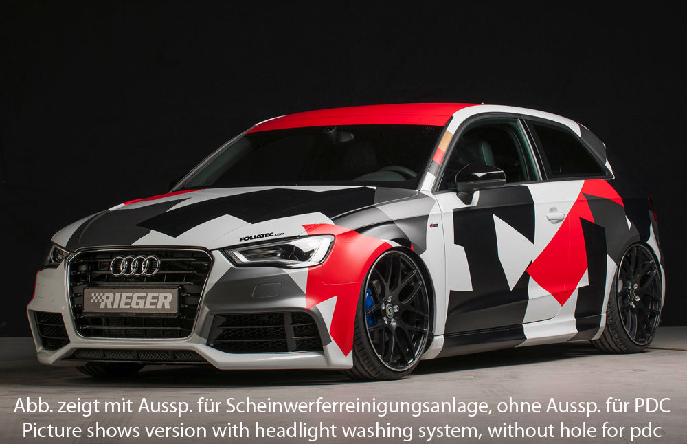 Audi A3 (8V) Rieger Spoilerstoßstange  ABS, für Fzg. mit Einparkhilfe (PDC), S-Line Exterieur und ohne S-Line Exterieur, 
inkl. Alugitter, Montagezubehör, ABE