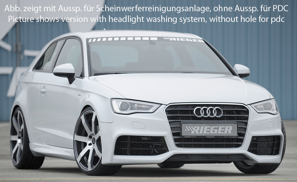 Audi A3 (8V) Rieger Spoilerstoßstange  ABS, für Fzg. mit Einparkhilfe (PDC), S-Line Exterieur und ohne S-Line Exterieur, 
inkl. Alugitter, Montagezubehör, ABE