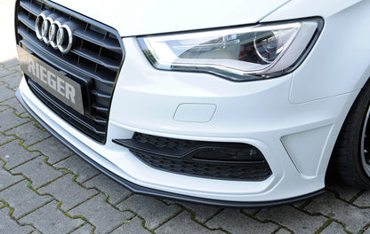 Audi A3 (8V) Rieger Spoilerschwert für orig. S-Line Frontschürze gerade Version, für orig. Frontschürze, ABS, für Fzg. mit S-Line Exterieur, 
inkl. Montagezubehör, ABE