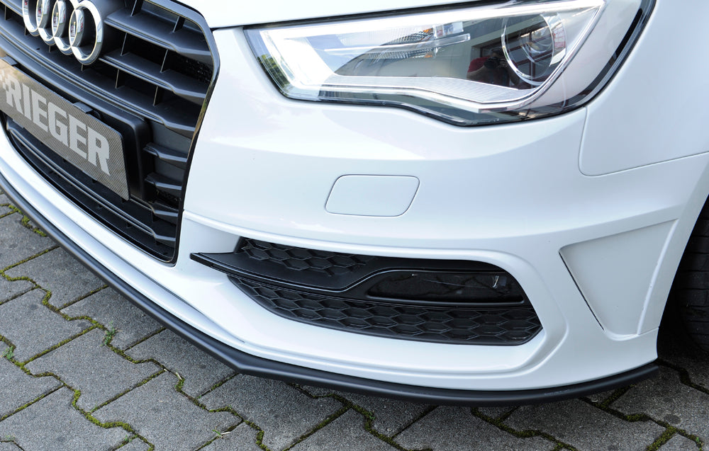 Audi A3 (8V) Rieger Spoilerschwert für orig. S-Line Frontschürze gerade Version, für orig. Frontschürze, ABS, für Fzg. mit S-Line Exterieur, 
inkl. Montagezubehör, ABE