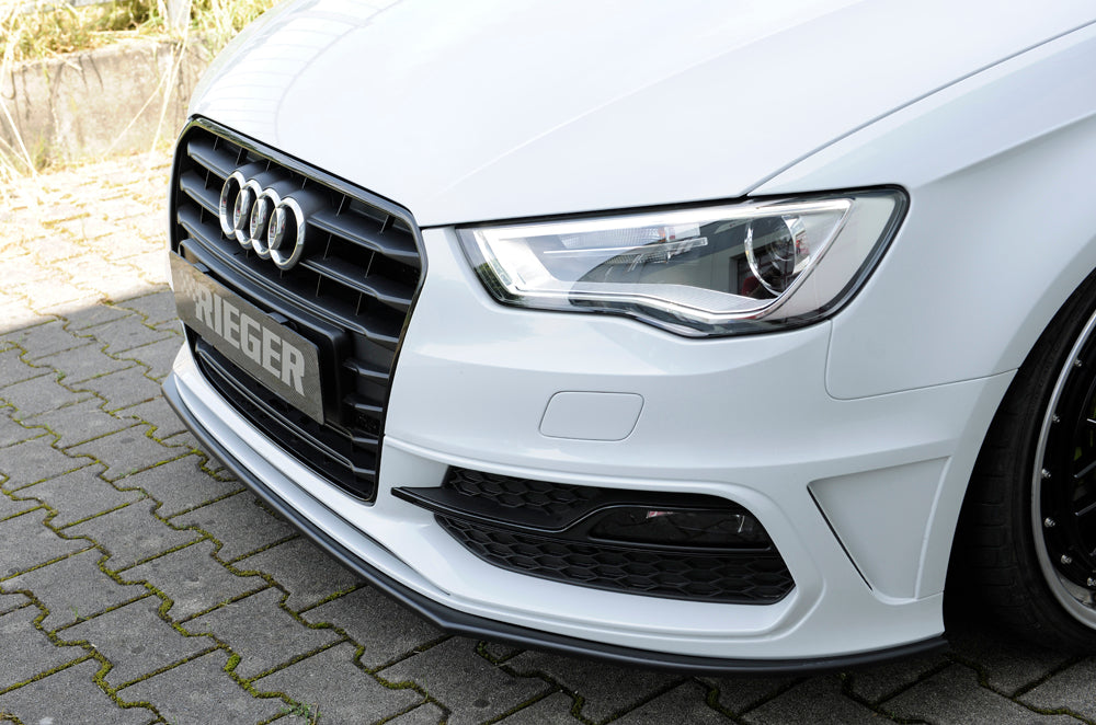 Audi A3 (8V) Rieger Spoilerschwert für orig. S-Line Frontschürze gerade Version, für orig. Frontschürze, ABS, für Fzg. mit S-Line Exterieur, 
inkl. Montagezubehör, ABE