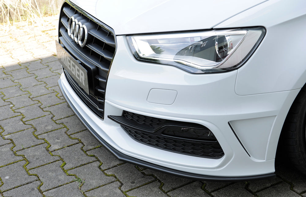 Audi A3 (8V) Rieger Spoilerschwert für orig. S-Line Frontschürze gerade Version, für orig. Frontschürze, ABS, für Fzg. mit S-Line Exterieur, 
inkl. Montagezubehör, ABE