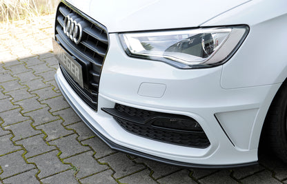 Audi A3 (8V) Rieger Spoilerschwert für orig. S-Line Frontschürze gerade Version, für orig. Frontschürze, ABS, für Fzg. mit S-Line Exterieur, 
inkl. Montagezubehör, ABE