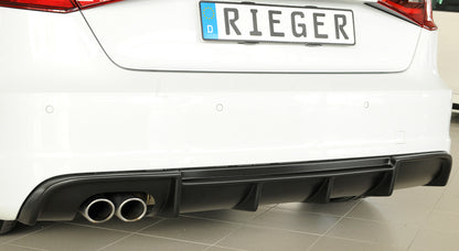 Audi A3 (8V) Rieger Heckeinsatz  für Doppelendrohr li., ABS, für Fzg. mit S-Line Exterieur, 
inkl. Montagezubehör, Gutachten